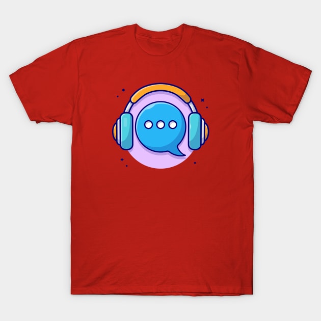 Speech Bubble with Headphones Music Cartoon Vector Icon Illustration T-Shirt by Catalyst Labs